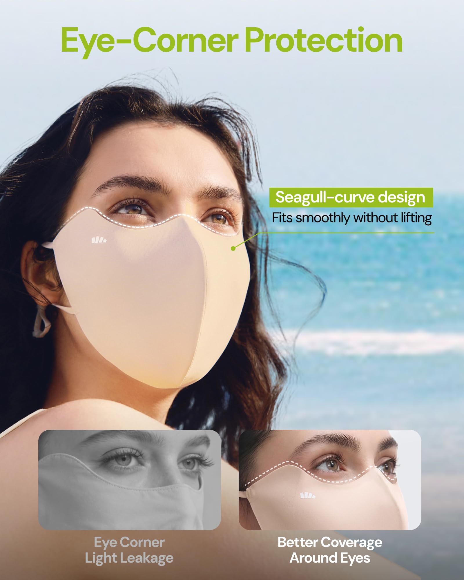 BENEUNDER Cooling Face Cover UV Sun Protection UPF 50+ Breathable 3D Structured Design for Summer Outdoor Unisex - Image 4