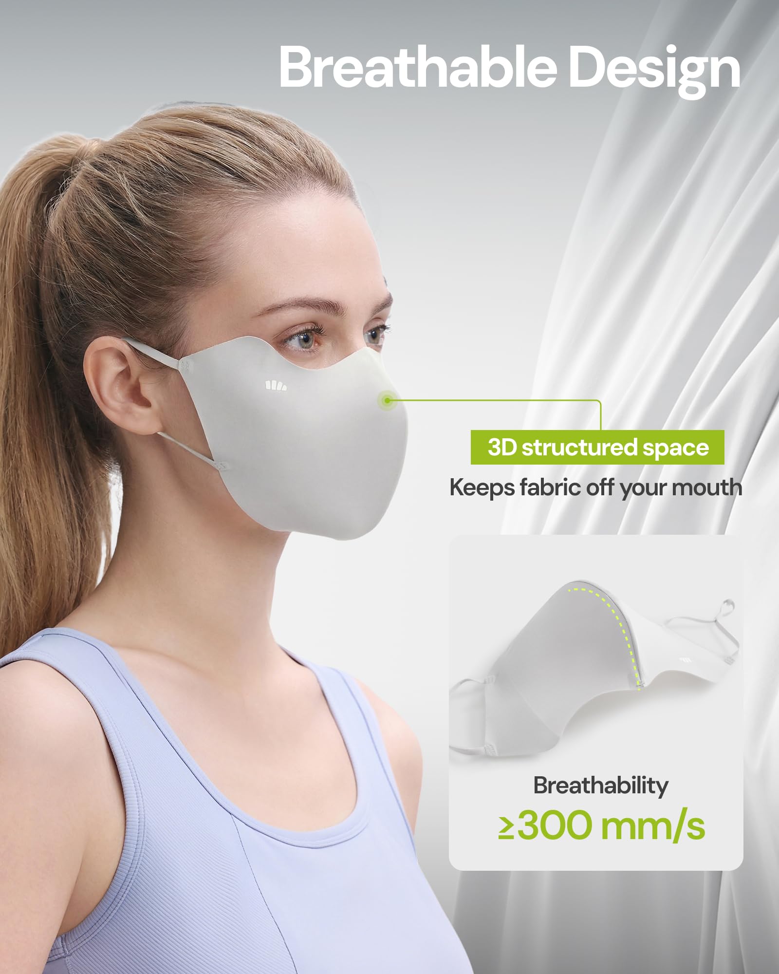 BENEUNDER Cooling Face Cover UV Sun Protection UPF 50+ Breathable 3D Structured Design for Summer Outdoor Unisex - Image 5