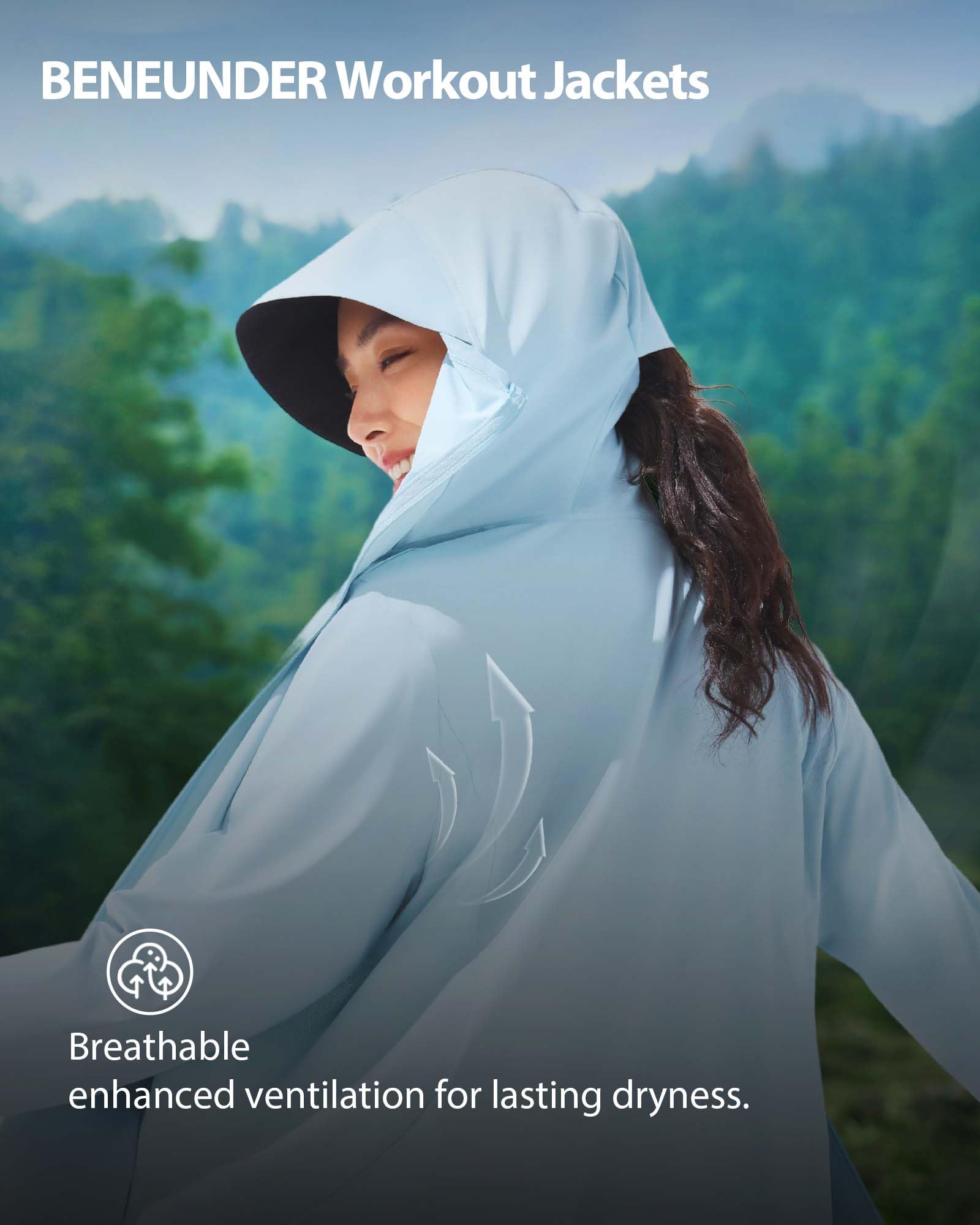 BENEUNDER Cooling Women's UPF 50+ Sun Protection Lightweight Hoodie Jacket Long Sleeve Active Sun Shirts for Outdoor Workout - Image 4