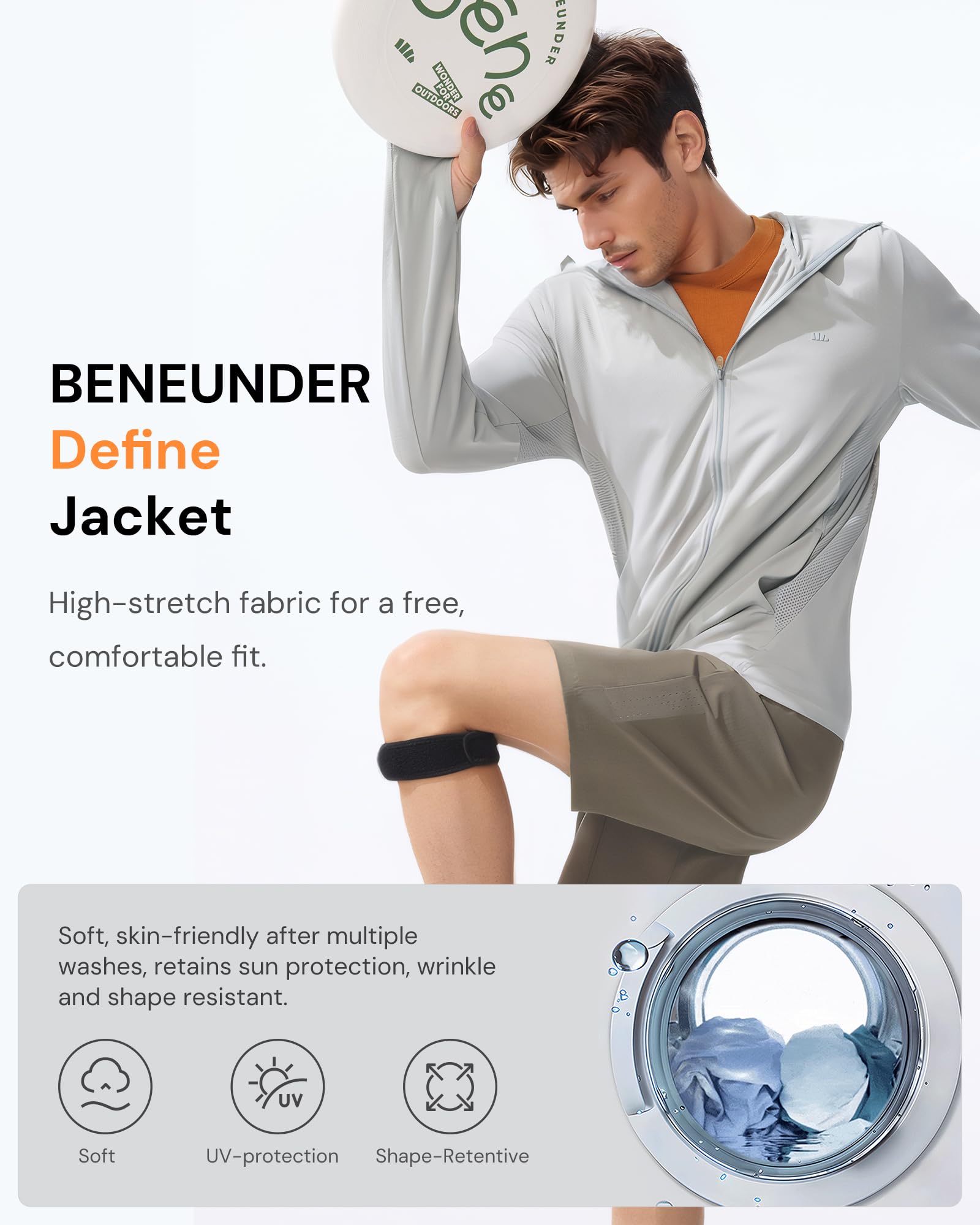 BENEUNDER Men's UPF 50+ Sun Protection Lightweight Hoodie Jacket Long Sleeve Active Sun Shirts for Outdoor Hiking Workout - Image 5