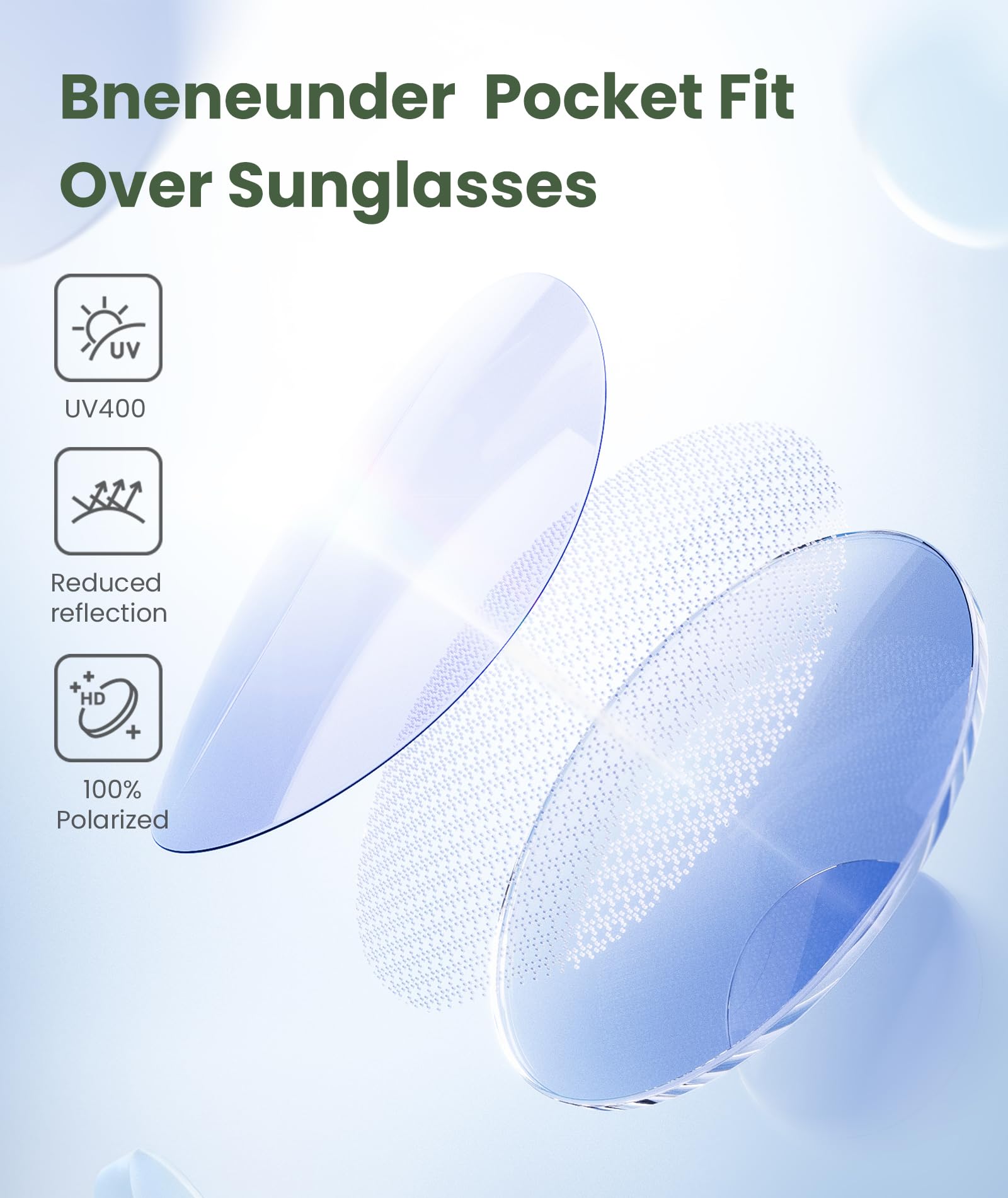 BENEUNDER Polarized Fit Over Sunglasses for Womens & Men, Lightweight Folding Sunglasses for Nearsightedness - Image 3