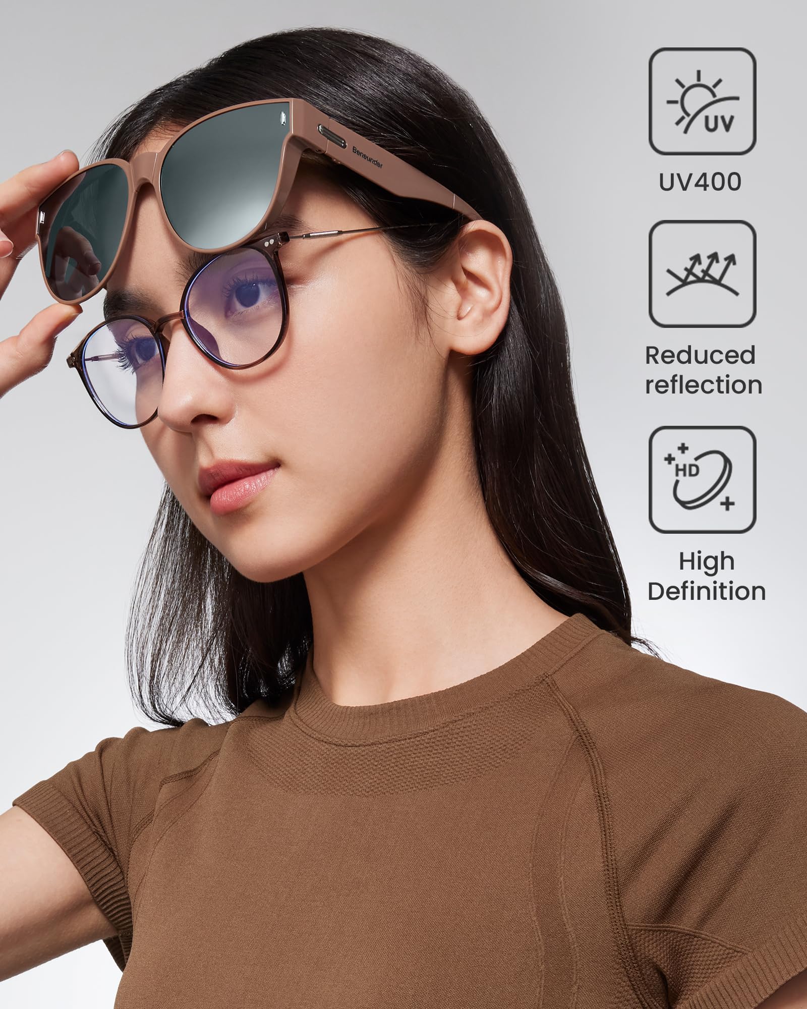 BENEUNDER Polarized Fit Over Sunglasses for Womens & Men, Lightweight Folding Sunglasses for Nearsightedness - Image 4