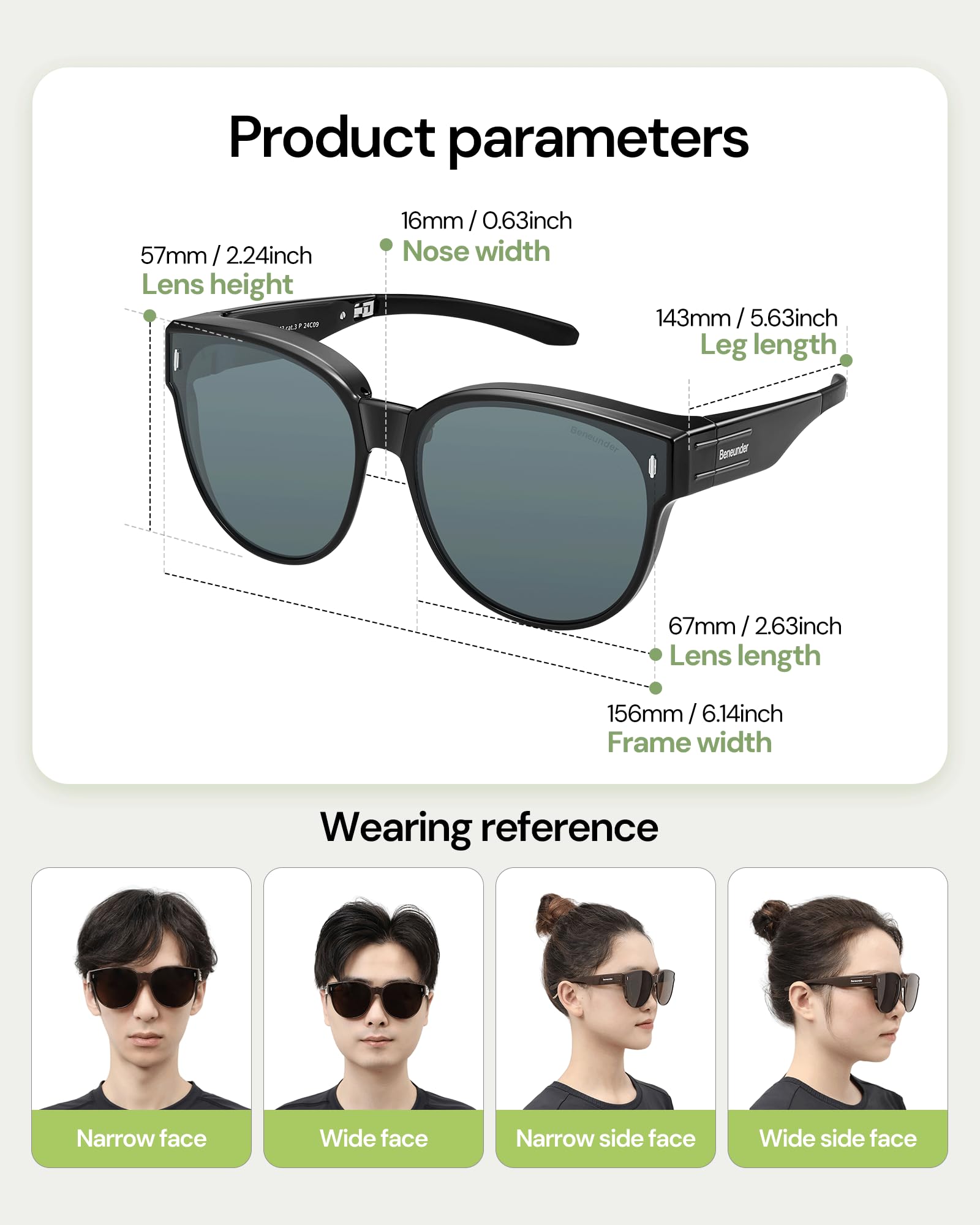 BENEUNDER Polarized Fit Over Sunglasses for Womens & Men, Lightweight Folding Sunglasses for Nearsightedness - Image 7