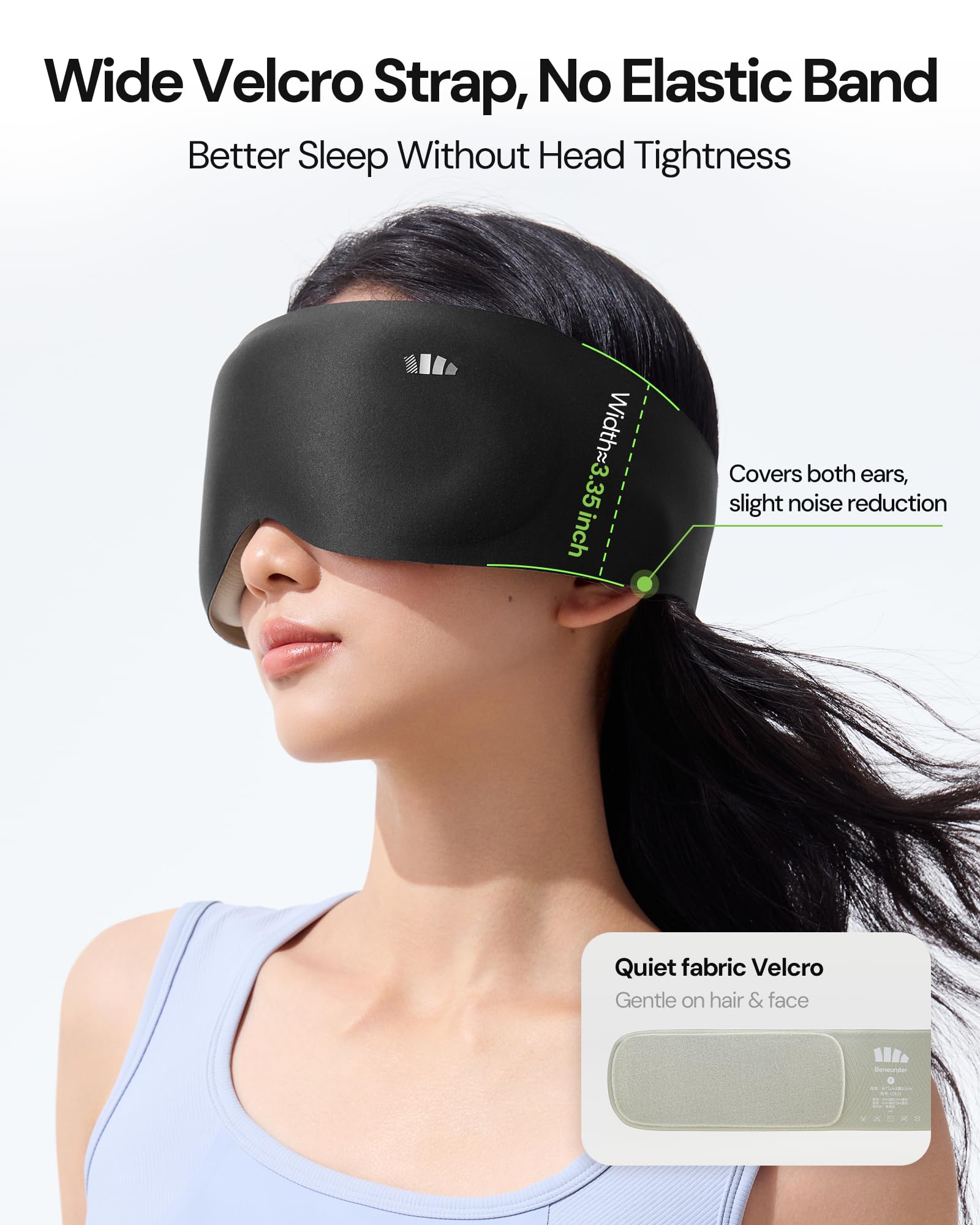 BENEUNDER Sleep Mask for Women Men,3D Contoured Cup Weighted Eye Mask, 100% Light Blockout Blindfold for Flight Nap Travel - Image 5