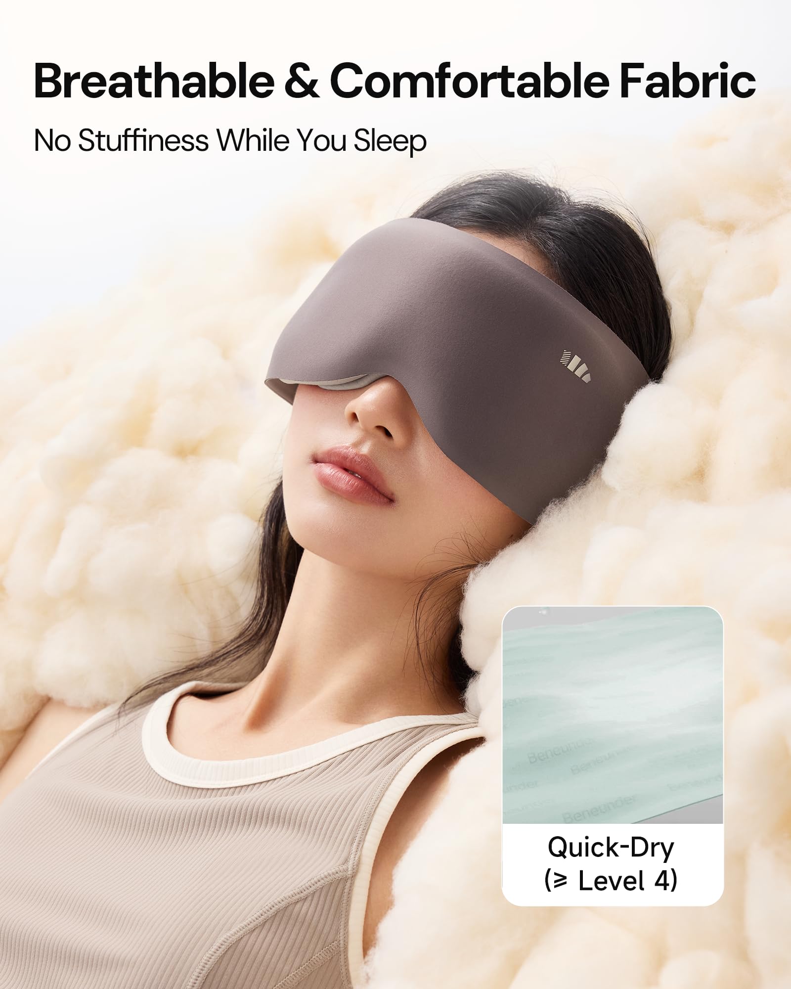 BENEUNDER Sleep Mask for Women Men,3D Contoured Cup Weighted Eye Mask, 100% Light Blockout Blindfold for Flight Nap Travel - Image 7