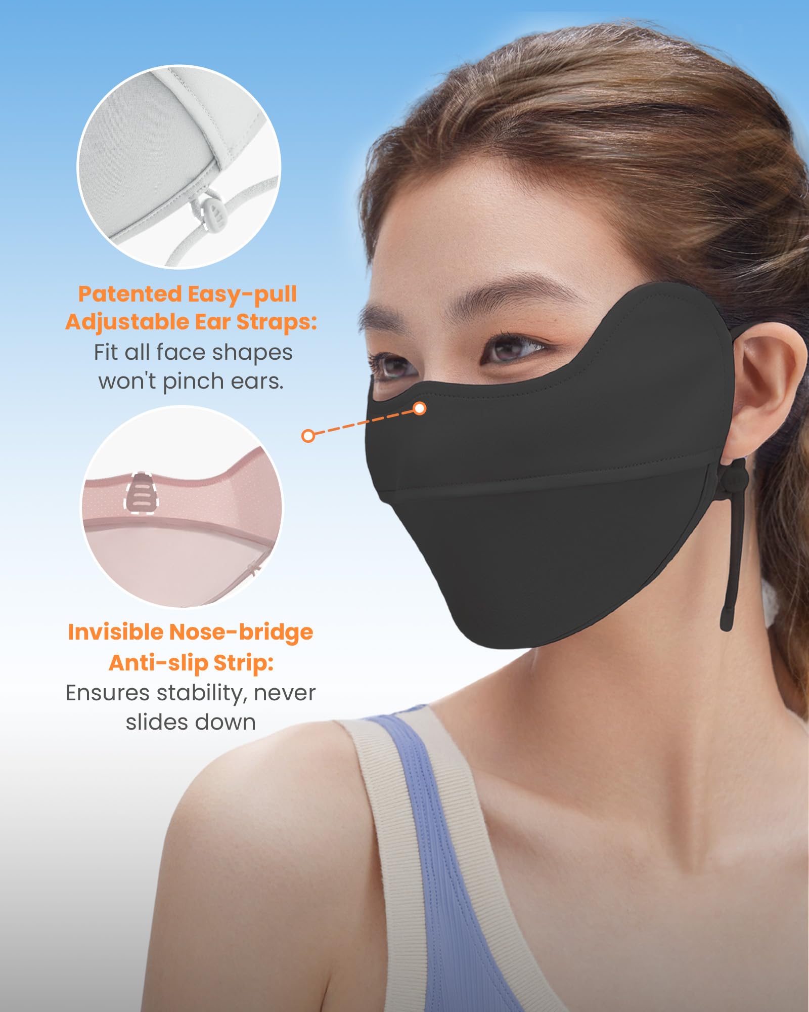 BENEUNDER UV Sun Protection Face Cover/Neck Gaiter Scarf UPF50+ Breathable Cooling for Summer Outdoor Activities Reusable - Image 3