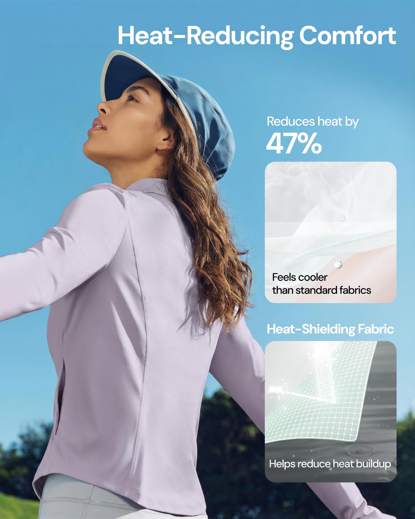 BENEUNDER Women's UPF 50+ Sun Protection Cooling Athletic Jacket Full Zip Long Sleeve Slim Fit Outdoor Running Pocket - Image 3