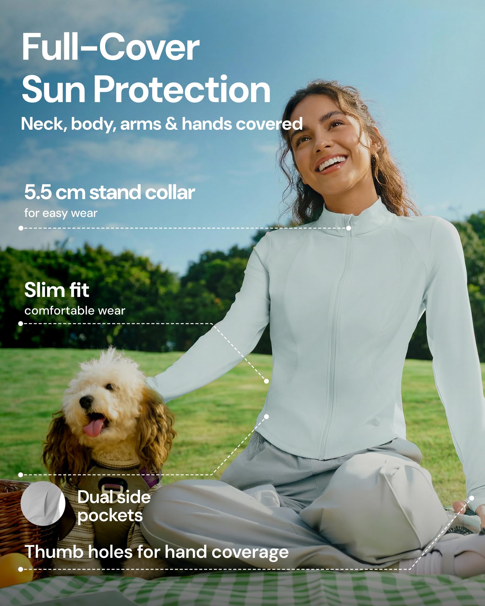 BENEUNDER Women's UPF 50+ Sun Protection Cooling Athletic Jacket Full Zip Long Sleeve Slim Fit Outdoor Running Pocket - Image 4