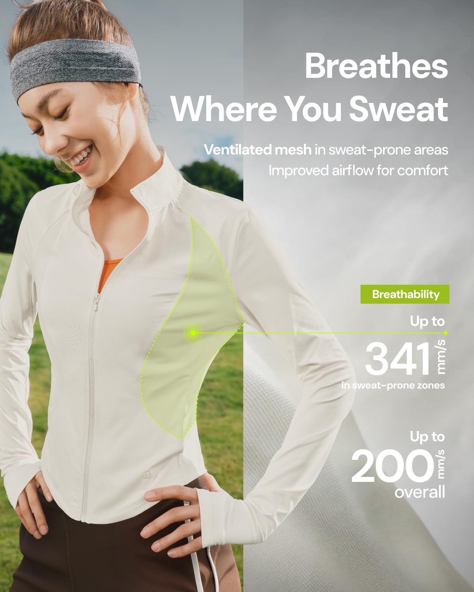 BENEUNDER Women's UPF 50+ Sun Protection Cooling Athletic Jacket Full Zip Long Sleeve Slim Fit Outdoor Running Pocket - Image 5