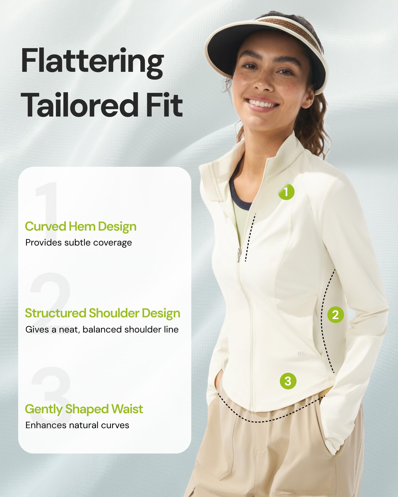 BENEUNDER Women's UPF 50+ Sun Protection Cooling Athletic Jacket Full Zip Long Sleeve Slim Fit Outdoor Running Pocket - Image 7